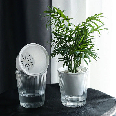 POT DE FLEUR INTERIEUR AVEC RESERVE TRANSPARENT