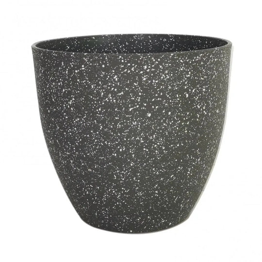 CACHE POT EFFET PIERRE GRIS MOUCHETE BLANC
