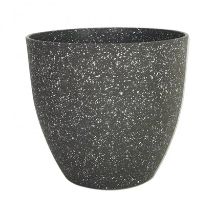 CACHE POT EFFET PIERRE GRIS MOUCHETE BLANC