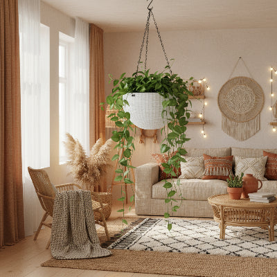 POT DE FLEUR SUSPENDU BLANC