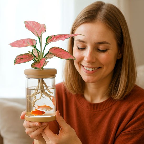 Pot hydroponie poisson plante