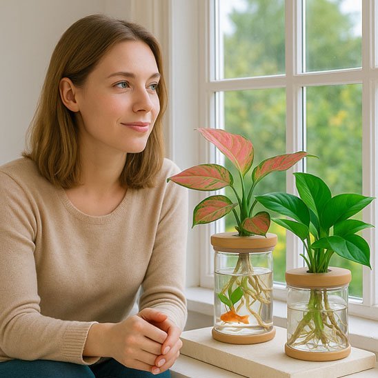 Pots hydroponie poisson plante