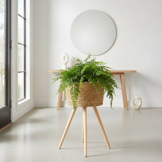 cache pot sur pied fibre tressée