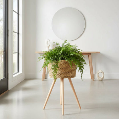 cache pot sur pied fibre tressée