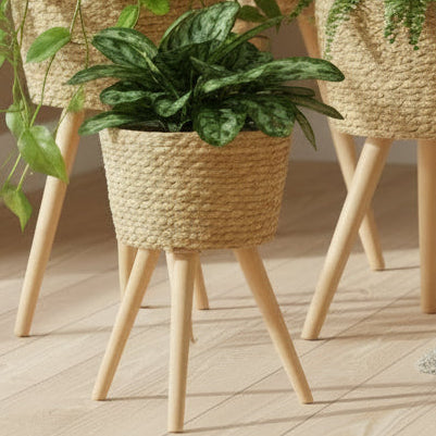 cache pot sur pieds fibres naturelles 