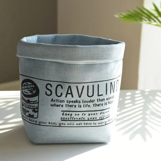 cache pot tissu bleu
