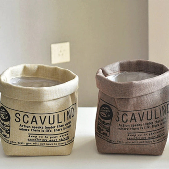 cache pot tissus marron et naturel