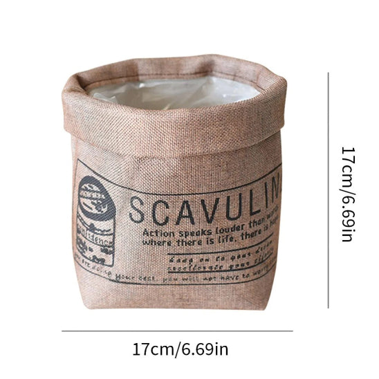 cache pot tissus marron
