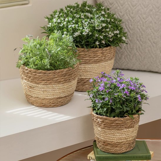 Cache Pot bicolore jute