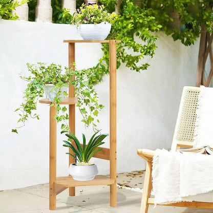 piedestal pour plante bois clair  