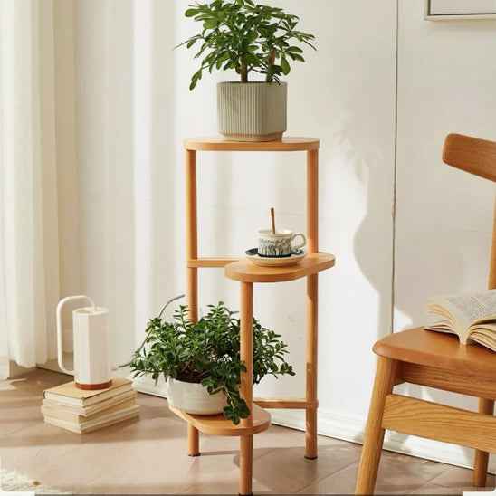 piedestal pour plante bois clair