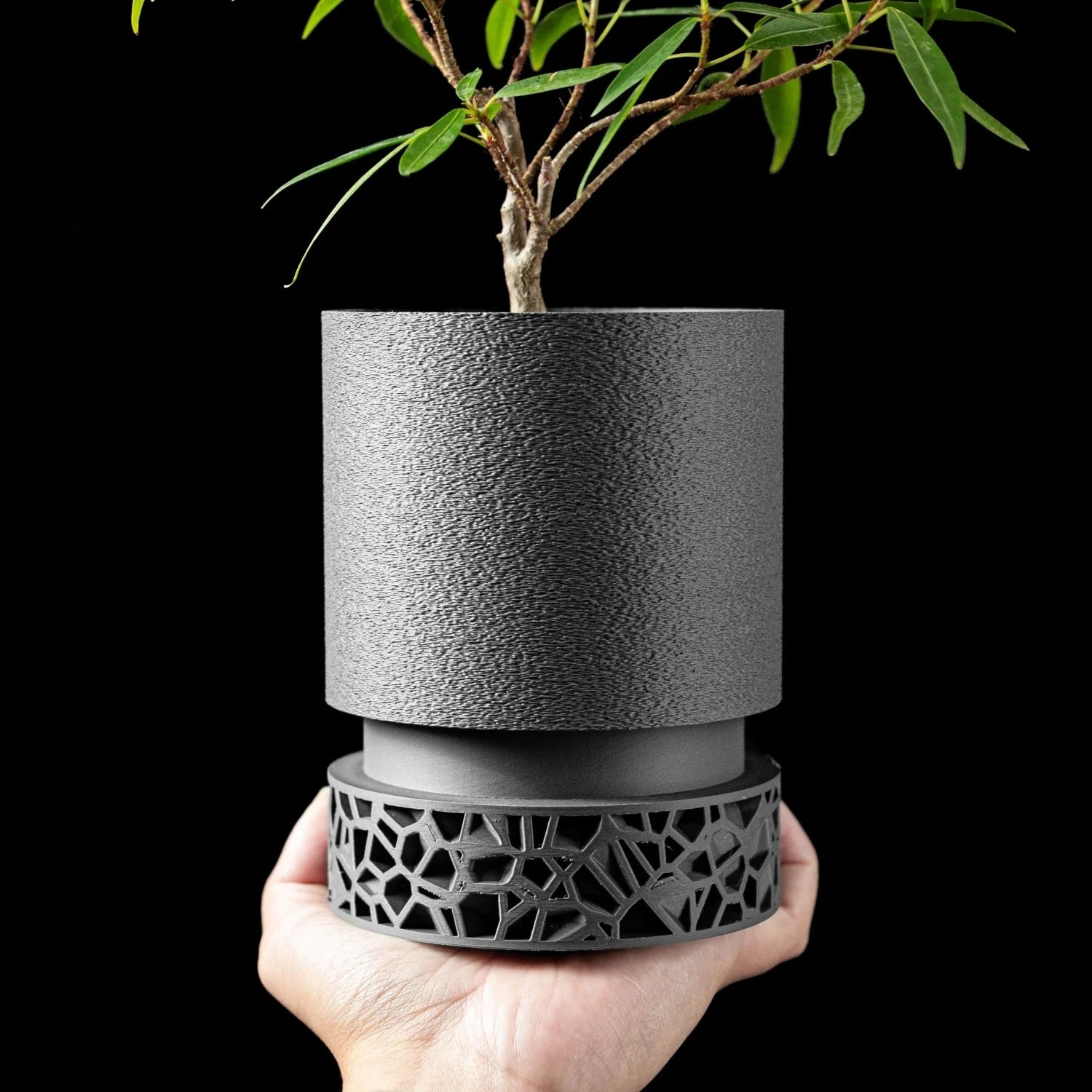 pot de fleur 3D gris anthracite