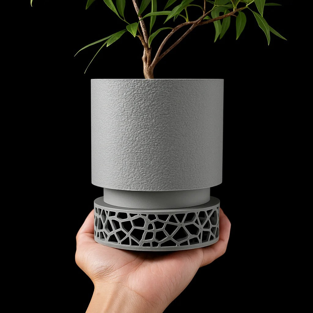 pot de fleur 3D gris