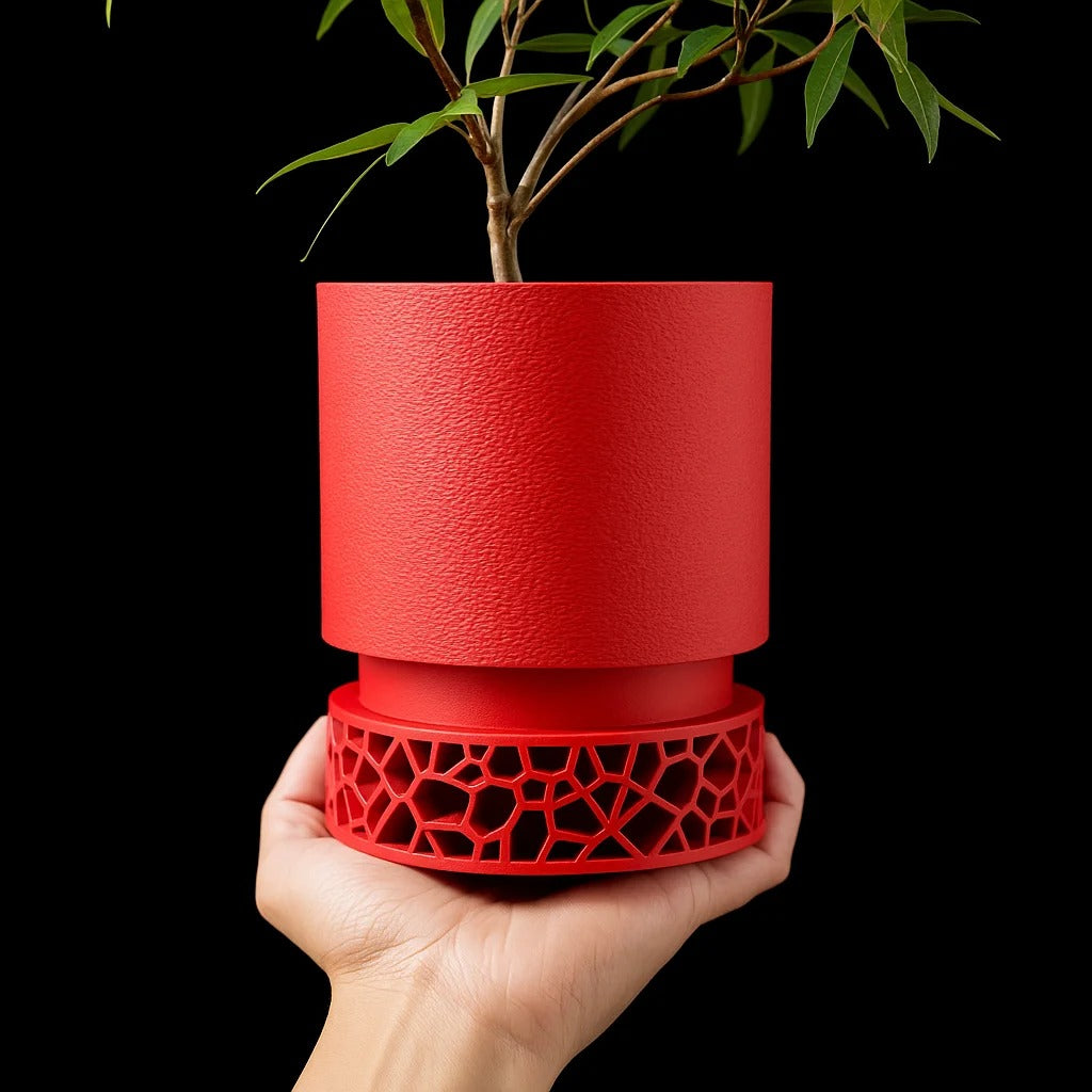 po de fleur 3D rouge