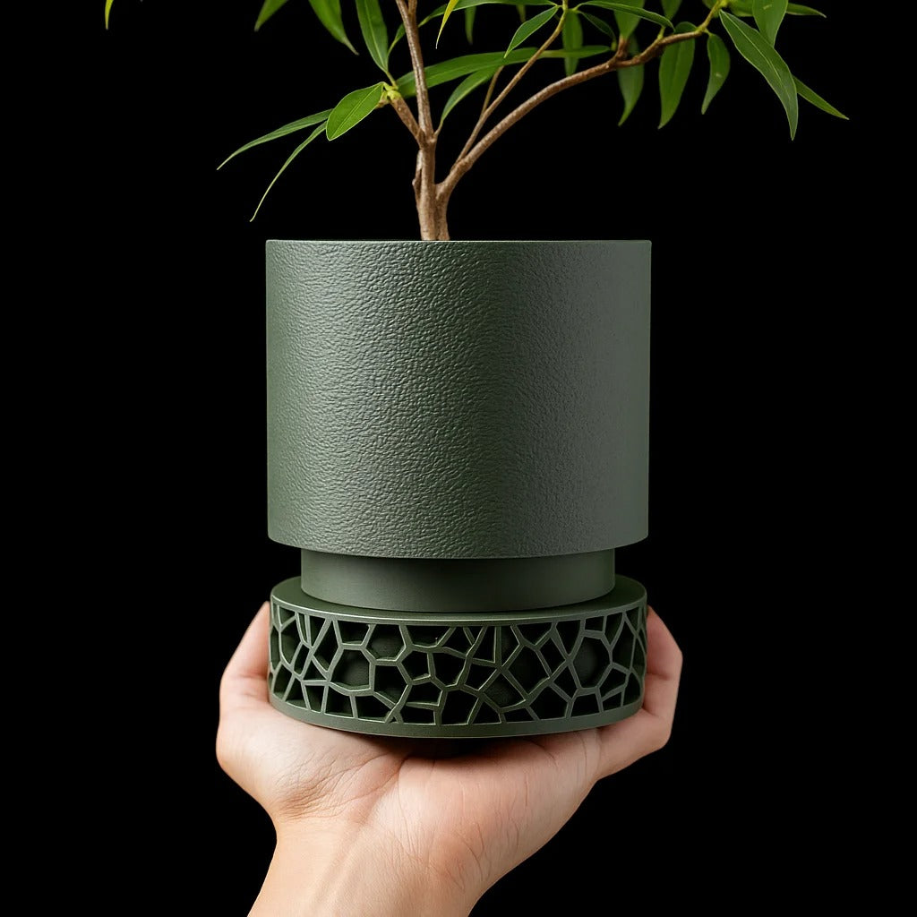 pot de fleur 3D vert foncé