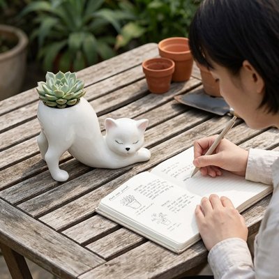 Pot de fleur chat