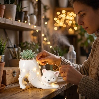 Pot de fleur chat