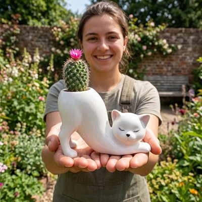 Pot de fleur chat