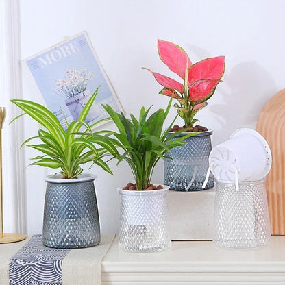 pot de fleur design avec meches arrosage automatique