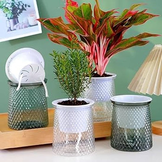 pot de fleur design elegant avec reserve d'eau