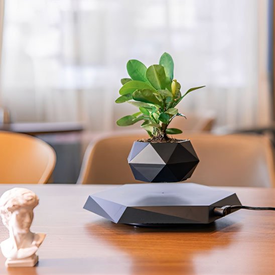 pot de fleur en lévitation magnétique anthracite