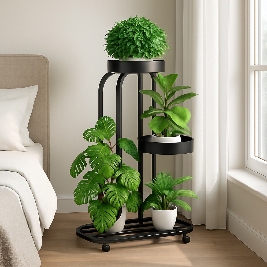 SUPPORT PLANTE NOIR 3 NIVEAUX