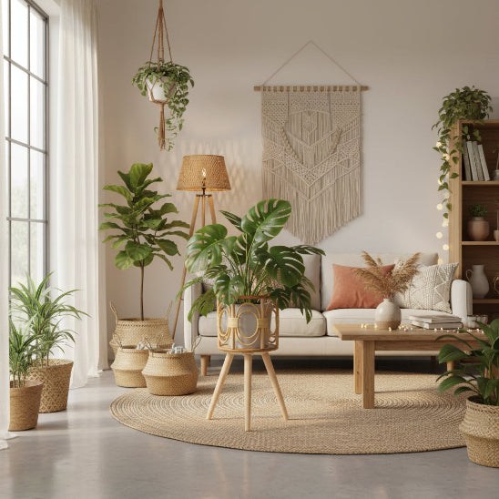 support plante rotin